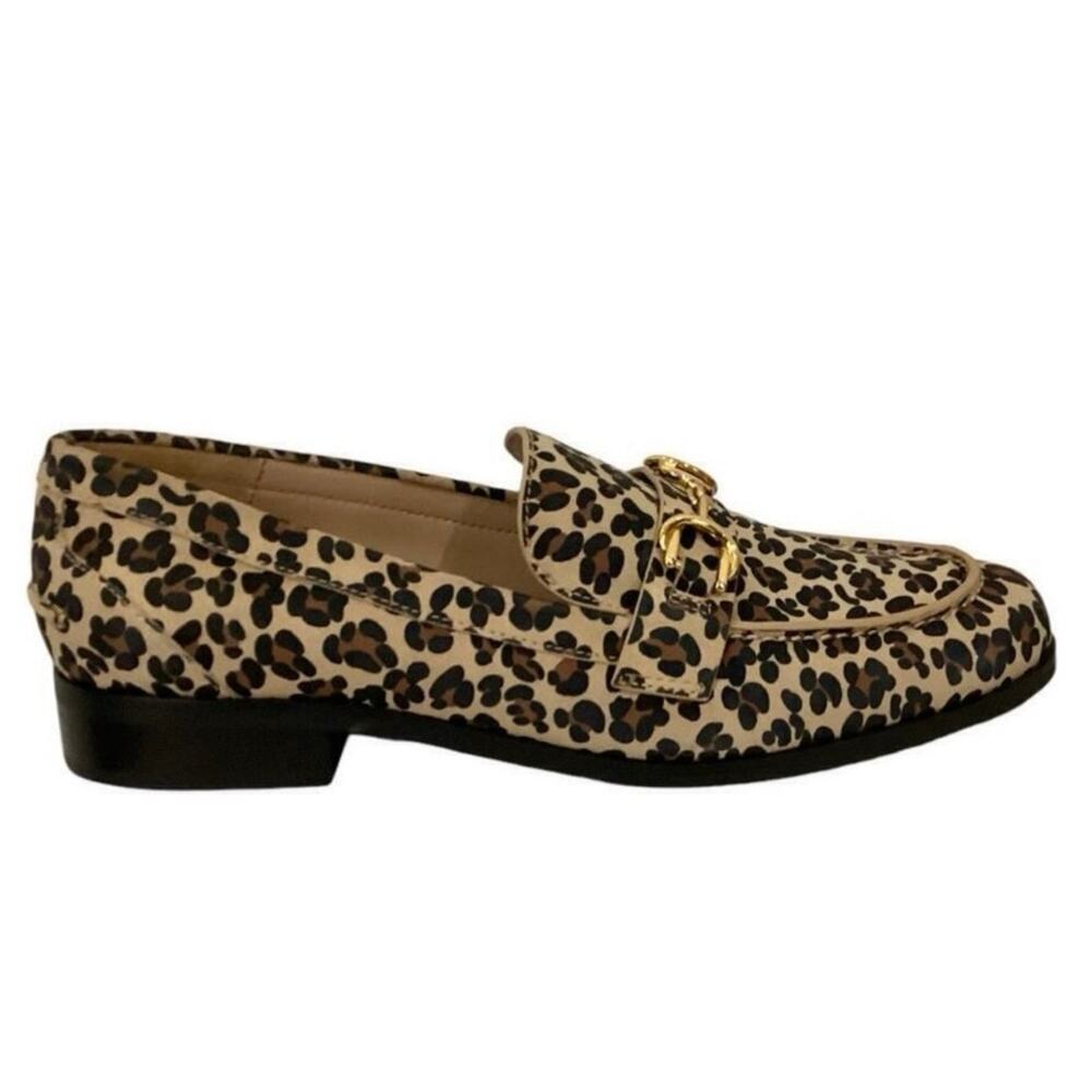 Stuart Weitzman Owen Suede Loafer In Spotted Cheetah Gold Buckle 7.5